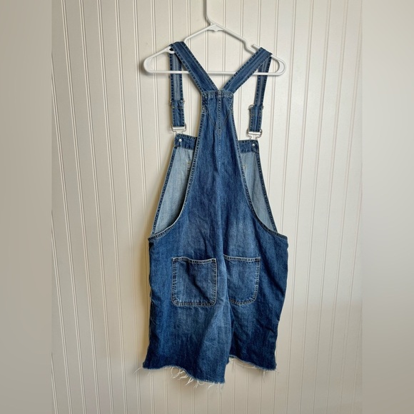 Gap denim raw hem shortalls denim overalls size XL - Picture 2 of 6